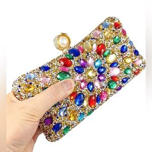 ⭐️ Pearl Clasp Crystal Clutch Purses for Women's Evening Handbags Rhinestones